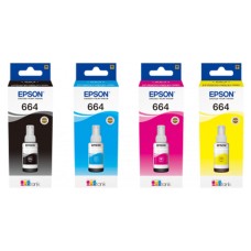 EP-664, 4 Bottle set of Genuine OEM Epson Dye Based Ink.