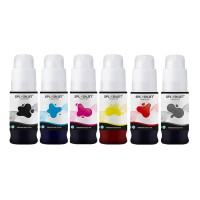 Set of 6 Bottles of Splashjet Replacement Inks Compatible with Canon GI-53 Series Inks.