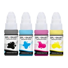 Set of 4 x 70ml Bottle of Splashjet Black Pigment & Dye Colours Inks Compatible with Canon GI-590 Series Inks.