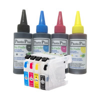 Refillable Cartridge Kit for Brother LC223 Cartridge Set, with 400ml of Archival Ink.