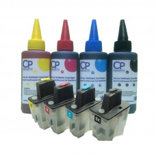 Brother Compatible LC900 Refillable Cartridges with 400ml of Universal Ink.