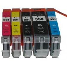 Canon PGI-550 and CLI-551 Non OEM Compatible Cartridges - 1 set of 5 Cartridges