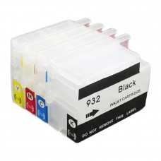 A set of HobbyPrint® compatible HP932 & HP933 refillable ink cartridges with auto reset chips.