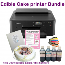 Edible A4 Printer Bundle, TS705, Refillable Cartridges, Edible Ink & Icing Sheets 
