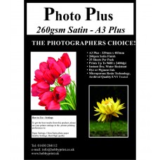 Photo Plus Photo Paper A3 Plus - 260gsm Premium Satin Coated, 25 Sheets.